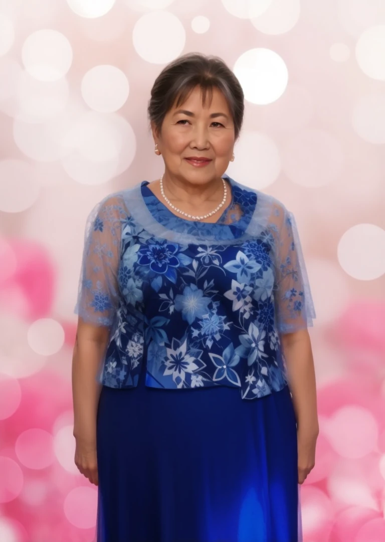 Grandmother in a beautiful blue festive dress