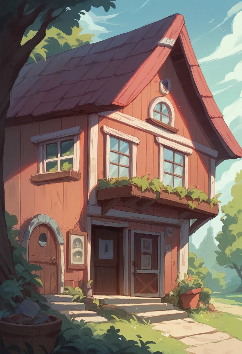 house with a bay window in the middle
