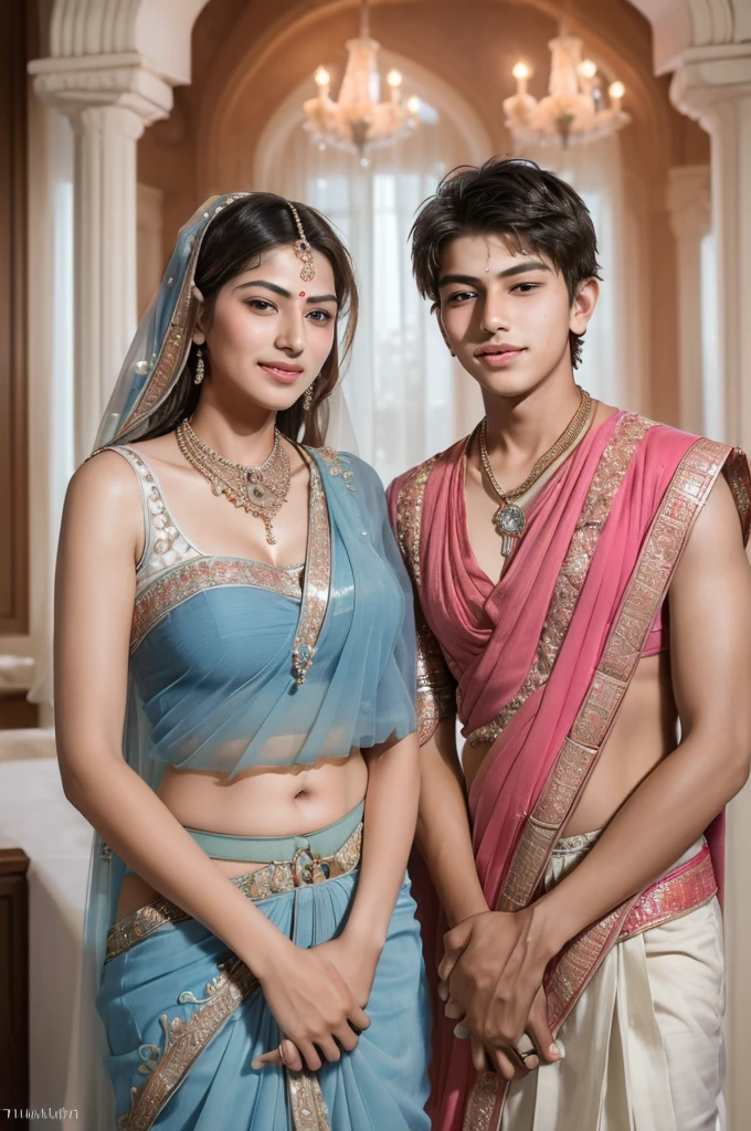 ((Mother and son loving couple together:1.9)), (( Fair skinned Indian Mother and teen son getting incest marriage picture:1.5)), Ultra detailed photo of a ultra sexual incredibly gorgeous Indian 32 year old sexy angelic supermodel mother bride, ((ultra sexy bridal miniskirt saree:1.5)), mystical lights, backlit, ((very detailed faces)), focus on face, (very deep cleavage:1.5), ink lines, dynamic, modern, awe inspiring, whimsical, complex, dreamlike, magical, visually stunning, high contrast, soft colors, high quality fingers, normal hands, detailed fingers, Absurd resolution, ((high resolution:1.5)), (masterpiece: 1.4), super detailed, (((detailed face, detailed expression)), (realistic, photo-realistic:1.37), (full body:1.5), (masterpiece), best quality, ultra beautiful woman, slender legs, sexy slender legs, thin waist, blonde hair, bright blue eyes, cute round ass, with a fun quirky smile, unbuttoned blouse, view from the front