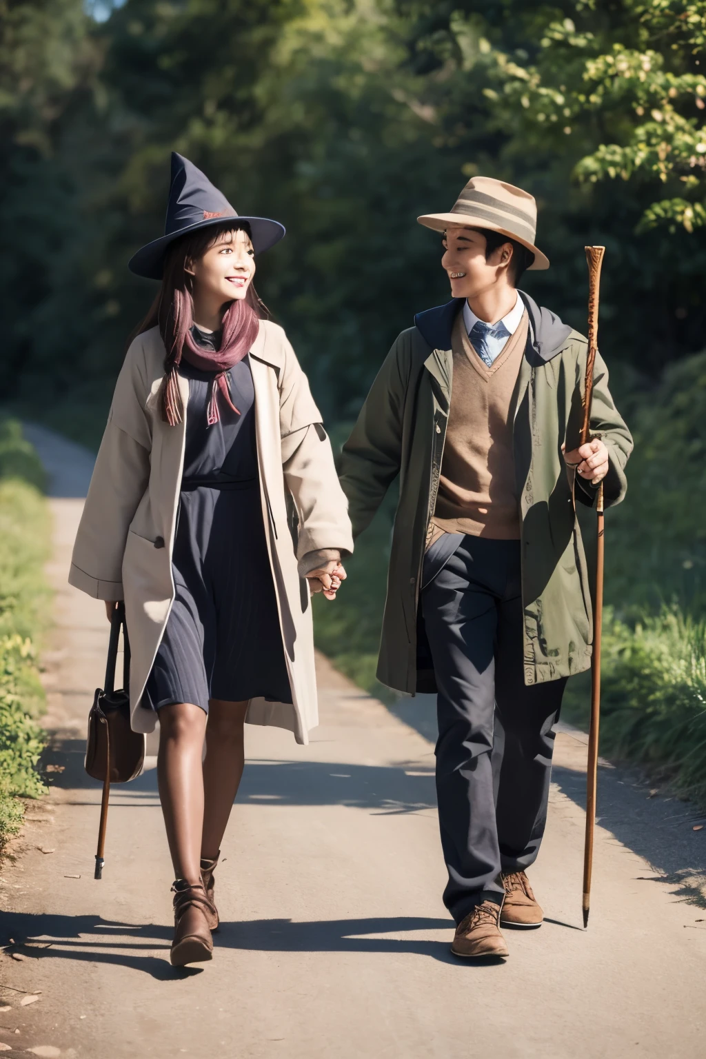 Wizard,Cute women in their 20s,Carrying a walking stick,2D