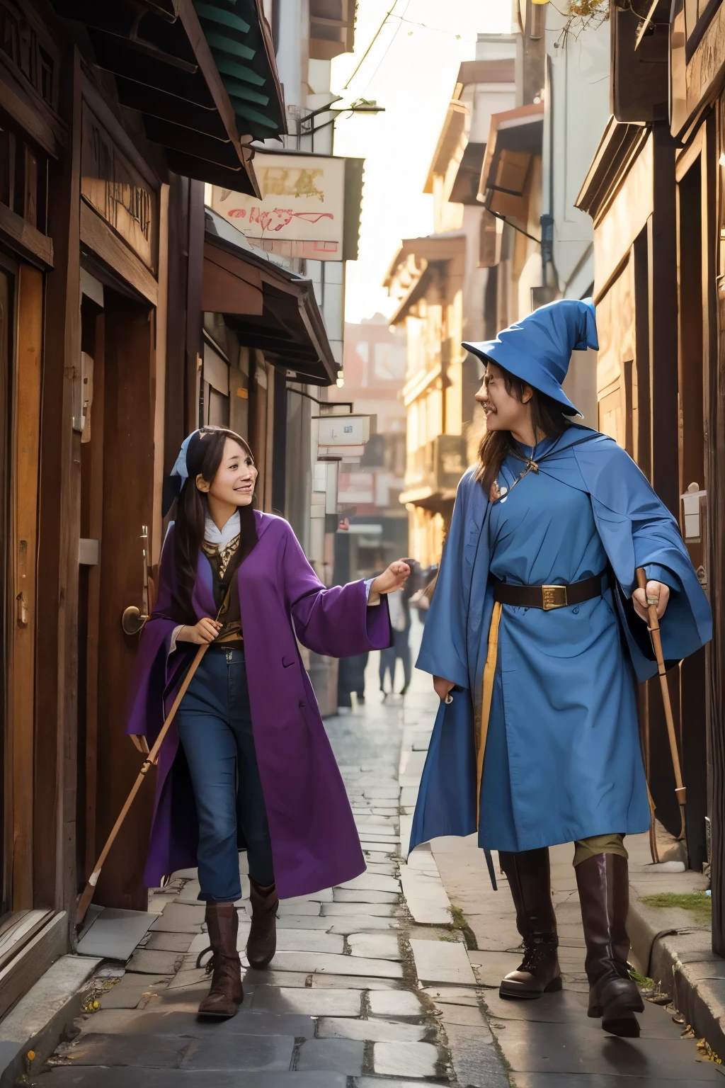Wizard,Cute women in their 20s,Carrying a walking stick,2D