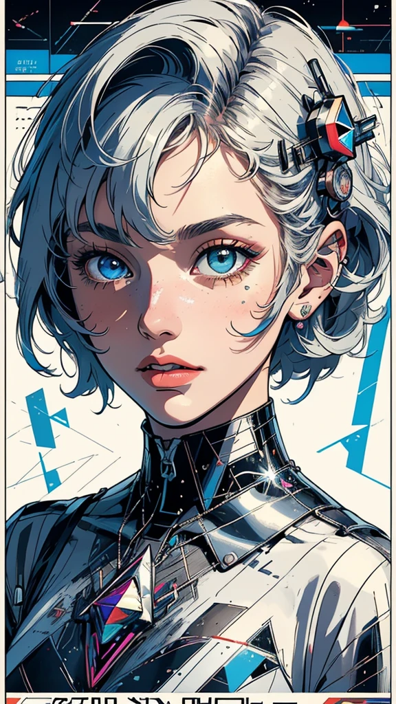 (((masterpiece, highest quality))),(((solo:1.2))),(((1girl:1.2))),32k wallpaper, very detailed, poster, vintage science fiction, 1960s,(((((geometric cinematic movie poster))))), (bauhaus), shape,(((abstract))), mid century modern, movie poster, vintage, Perfect Lady,1970's, halftone, speech bubble,(((portfolio,Close-up))),(((various angle))),(((bust up))),((highlight)),Vast landscape,((((heterochromia)))),(((complete. detailed face))),(((Extremely talented))),(((most complecated machine)))