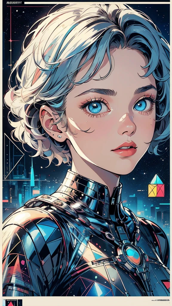(((masterpiece, highest quality))),(((solo:1.2))),(((1girl:1.2))),32k wallpaper, very detailed, poster, vintage science fiction, 1960s,(((((geometric cinematic movie poster))))), (bauhaus), shape,(((abstract))), mid century modern, movie poster, vintage, Perfect Lady,1970's, halftone, speech bubble,(((portfolio,Close-up))),(((various angle))),(((bust up))),((highlight)),Vast landscape,((((heterochromia)))),(((complete. detailed face))),(((Extremely talented))),(((most complecated machine)))