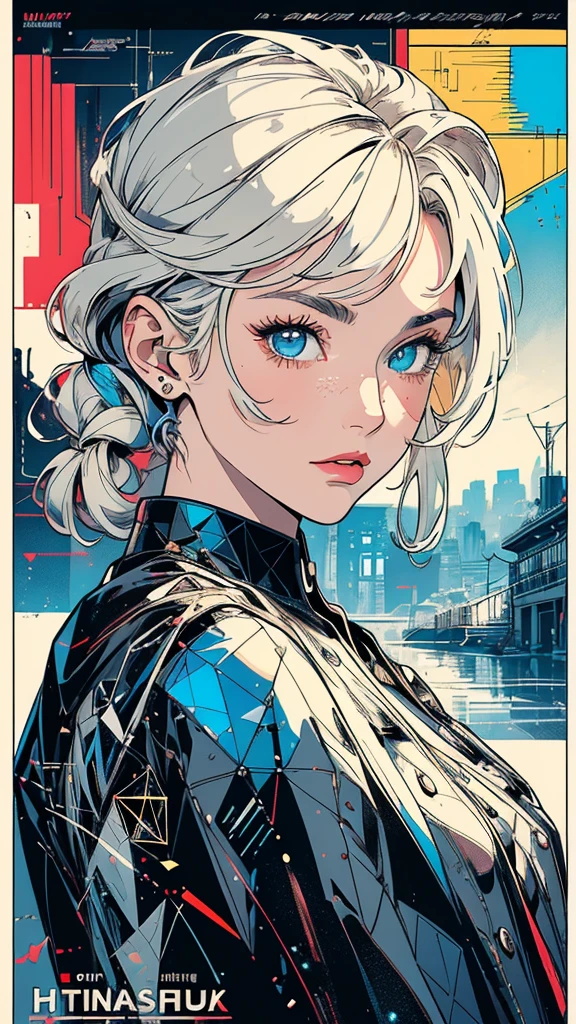 (((masterpiece, highest quality))),(((solo:1.2))),(((1girl:1.2))),32k wallpaper, very detailed, poster, vintage science fiction, 1960s,(((((geometric cinematic movie poster))))), (bauhaus), shape,(((abstract))), mid century modern, movie poster, vintage, Perfect Lady,1970's, halftone, speech bubble,(((portfolio,Close-up))),(((various angle))),(((bust up))),((highlight)),Vast landscape,((((heterochromia)))),(((complete. detailed face))),(((Extremely talented))),(((most complecated machine)))