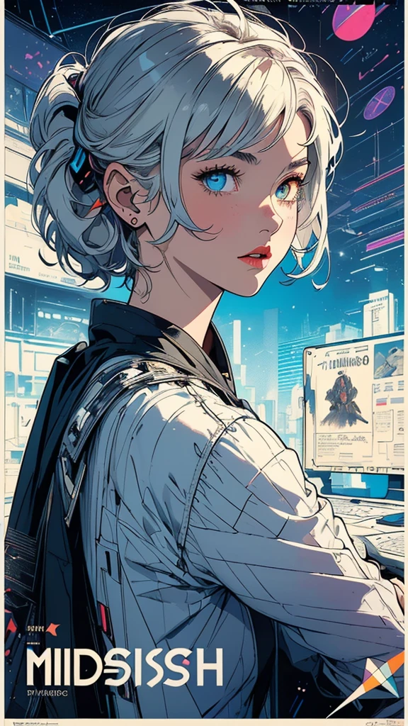 (((masterpiece, highest quality))),(((solo:1.2))),(((1girl:1.2))),32k wallpaper, very detailed, poster, vintage science fiction, 1960s,(((((geometric cinematic movie poster))))), (bauhaus), shape,(((abstract))), mid century modern, movie poster, vintage, Perfect Lady,1970's, halftone, speech bubble,(((portfolio,Close-up))),(((various angle))),(((bust up))),((highlight)),Vast landscape,((((heterochromia)))),(((complete. detailed face))),(((Extremely talented))),(((most complecated machine)))