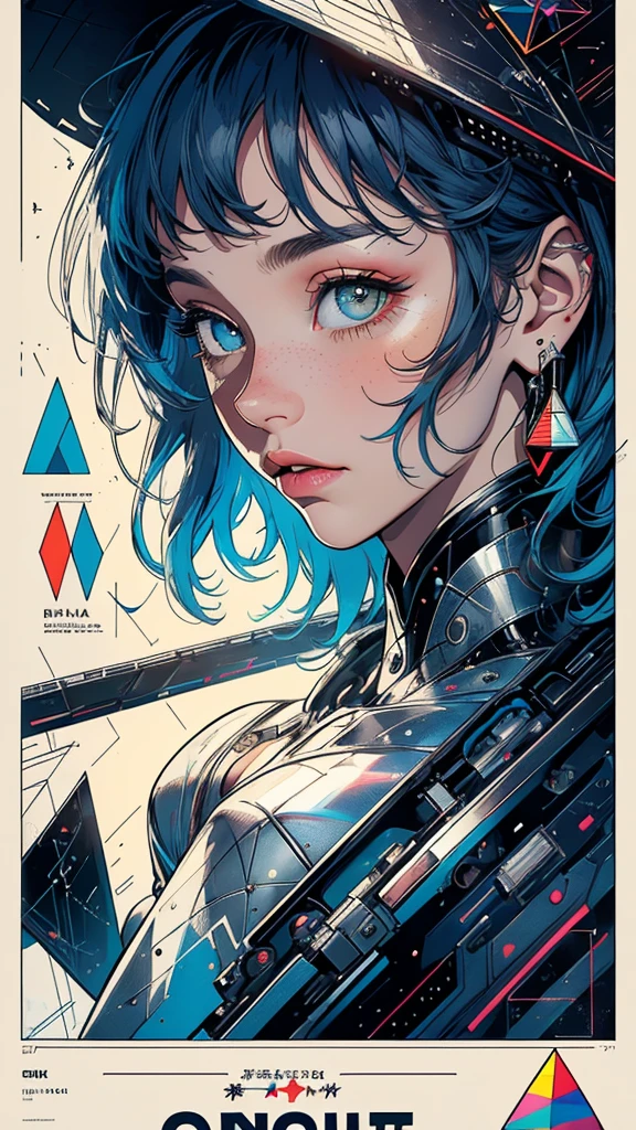 (((masterpiece, highest quality))),(((solo:1.2))),(((1girl:1.2))),32k wallpaper, very detailed, poster, vintage science fiction, 1960s,(((((geometric cinematic movie poster))))), (bauhaus), shape,(((abstract))), mid century modern, movie poster, vintage, Perfect Lady,1970's, halftone, speech bubble,(((portfolio,Close-up))),(((various angle))),(((bust up))),((highlight)),Vast landscape,((((heterochromia)))),(((complete. detailed face))),(((Extremely talented))),(((most complecated machine)))