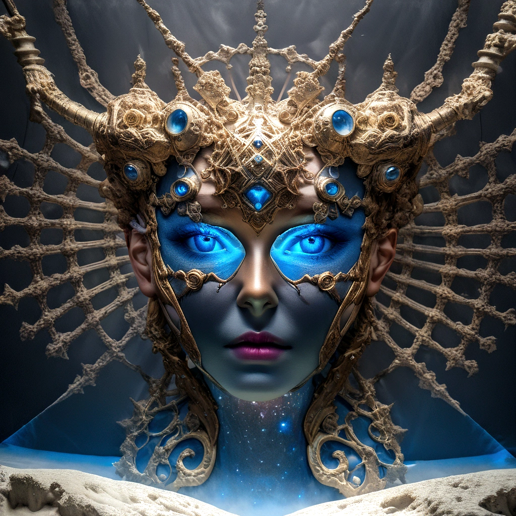 Highest quality, masterpiece, Ultra-high resolution, (Photo Real:1.4), Surrealism, dream-like,Fusion Art, Star Armor,The constellations twinkle , The microcosm is burning, blue energy