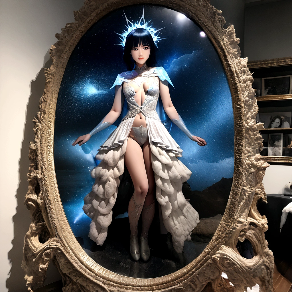 Highest quality, masterpiece, Ultra-high resolution, (Photo Real:1.4), Surrealism, dream-like,Fusion Art, Star Armor,The constellations twinkle , The microcosm is burning, blue energy