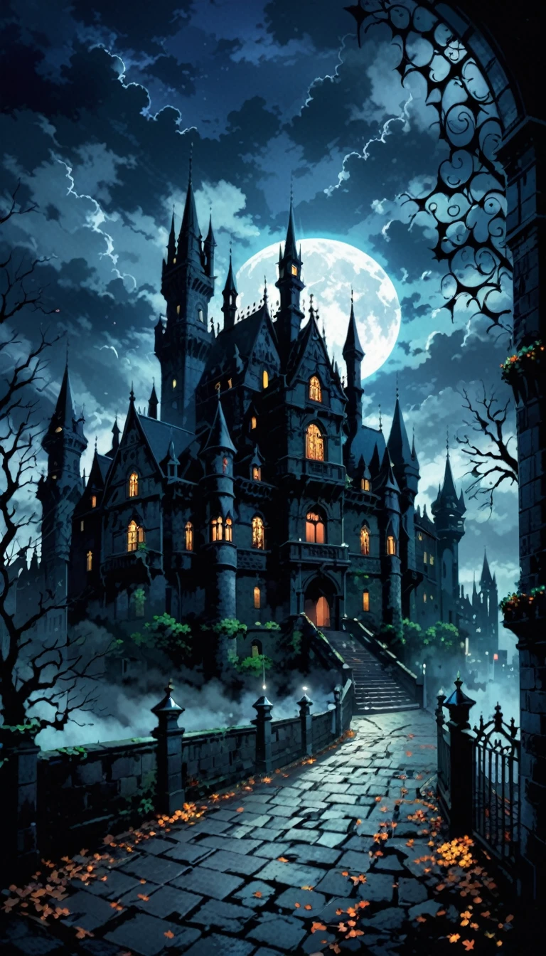 Neon lights shining in the city at night、Urban in the near future、Road in the bar district、The road is in the middle