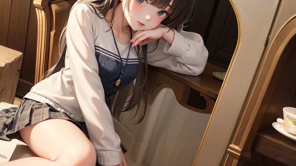 {{masterpiece}}、(Highest quality)、(Perfect Face)、(Sad Woman)、sitting、Casual clothing、
