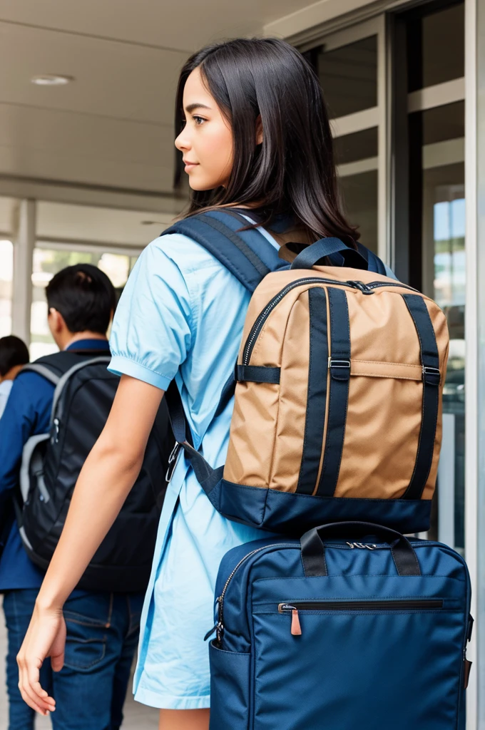 Imaginary image of fibers carrying backpacks 
