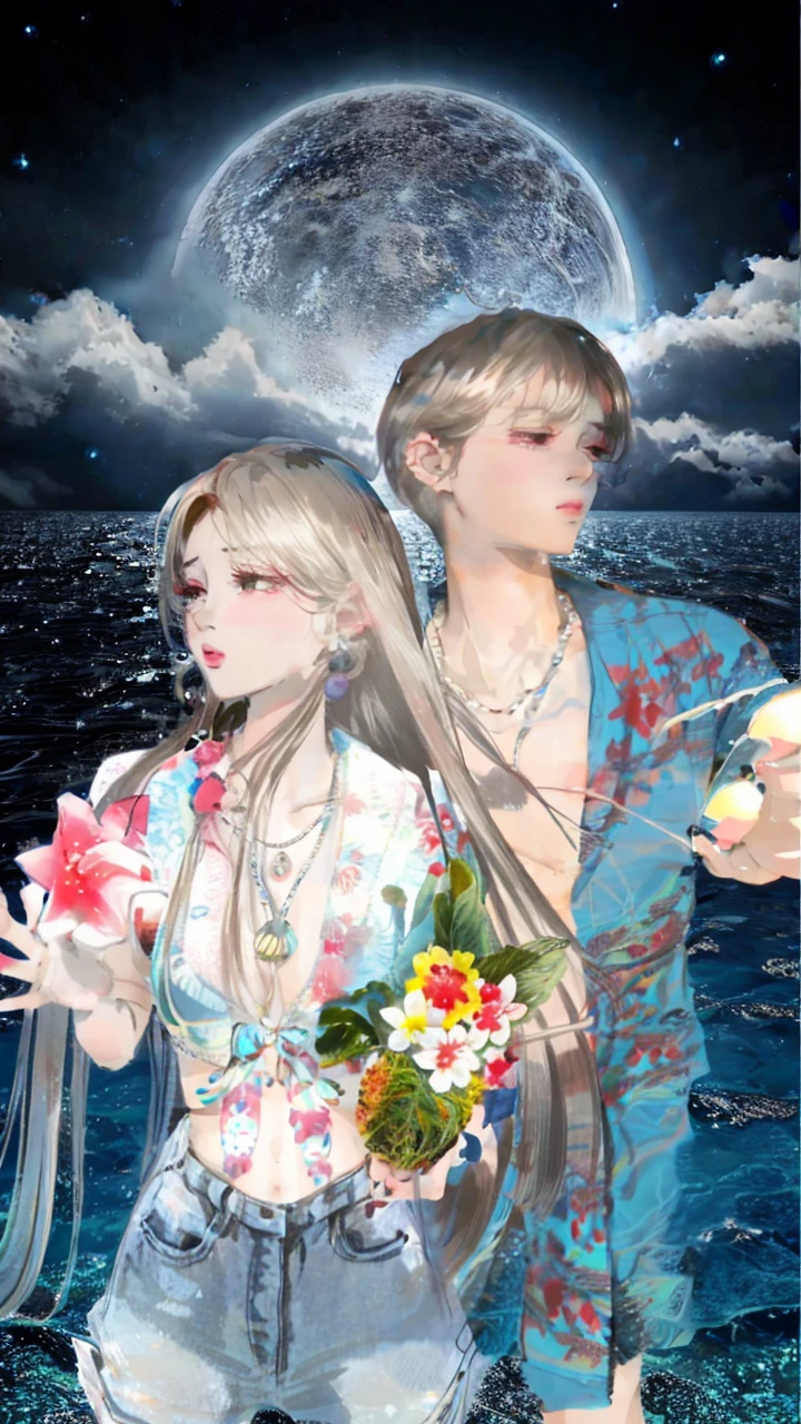 high resolution、male、female、Ocean