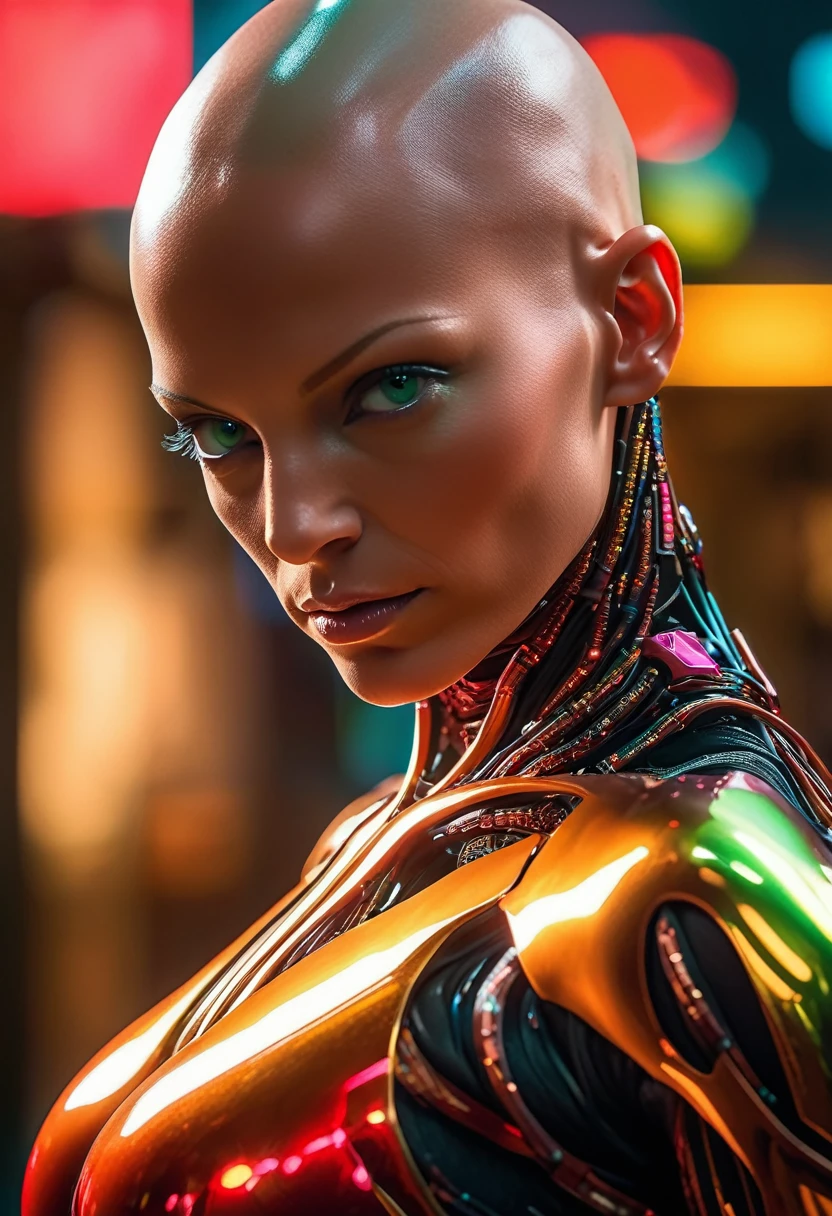 Cinematic, Ultra-detailed, And very detailed, This work、It captures the essence of a bald, hairless, muscular female android girl.. Beautiful color grading throughout the body, Enhances the overall cinematic atmosphere. Unreal Engine brings her anatomical cybernetic muscle suit to life, moreover魅惑的に見える. Depth of written boundaryを利用して (Depth of written boundary), Attention to detail、Emphasized, The focus is on her eyes and the intricate design of her anatomical cybernetic muscle suit. . The image resolution is excellent, Utilizing super-resolution technology to ensure every pixel is perfect. Cinematic lighting enhances her aura, Anti-aliasing technologies such as FXAA and TXAA、The edges are smooth and clean。. Adding realism to anatomical cybernetic muscle suits, RTX technology makes ray tracing possible. moreover, SSAO (Screen Space Ambient Occlusion) Add depth and realism to your scenes, 少女の解剖学的サイバー筋肉スーツはmoreover説得力のあるものになった. During post-processing and post-production, Tone mapping enhances colors, Create compelling visual experiences. CGI Integration (computer-generated imagery) and VFX (By visual effects、Complex features of anatomical cybernetic muscle suits are rendered seamlessly。. Special effects (Sound Effects) Complementing the visual arts, 視聴者をこの幻想的な世界にmoreover引き込む. The detail is astonishing., Has intricately crafted elements, Ultra-maximalist and surreal. Adds depth and dimension with volume effect, And its photorealism is unparalleled.. Images are rendered in 8K resolution, Ultra-detailedビジュアルを保証する. Volumetric lighting creates a magical atmosphere, With her beauty、Highlighting the aura of her anatomical cyber muscle suit in an otherworldly way. High Dynamic Range (High resolution) Technology makes colors more vibrant, Add richness to the overall composition. Finally, This work、Presenting an unrealistic depiction of a hyper-muscular cybernetic female android。