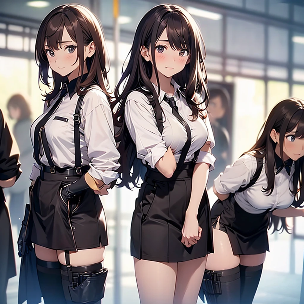 Brown Hair、Staring at the audience Black suspenders bulging big breasts wall: Black mini skirt garter sight Small face Bans holster Beautiful woman Show your hand レッグholster ベッドに横たわる sight Black boots panty shot Taunt side side汗 Single hand gloves arm
