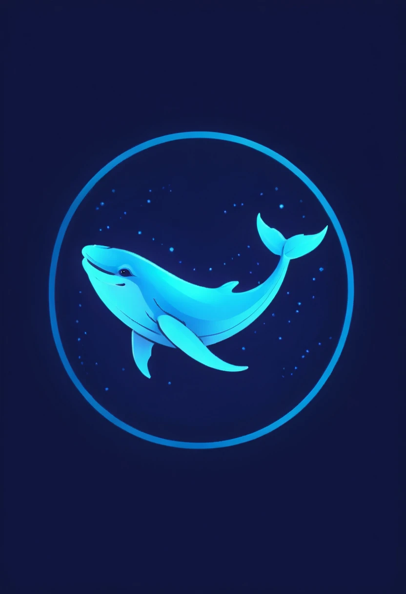 Logo, Blue whale, telegram channel, cryptocurrency news, blue shades, neon.