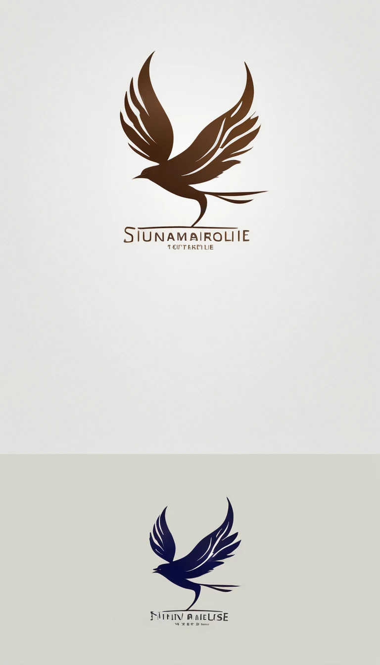 Create a cinematic, abstract symbol for a film production company based on stories and music. The logo should represent the companionship between a boy musician, A Storyteller Fantasy Bird and a Dreamy Feather. Minimalist symbol design