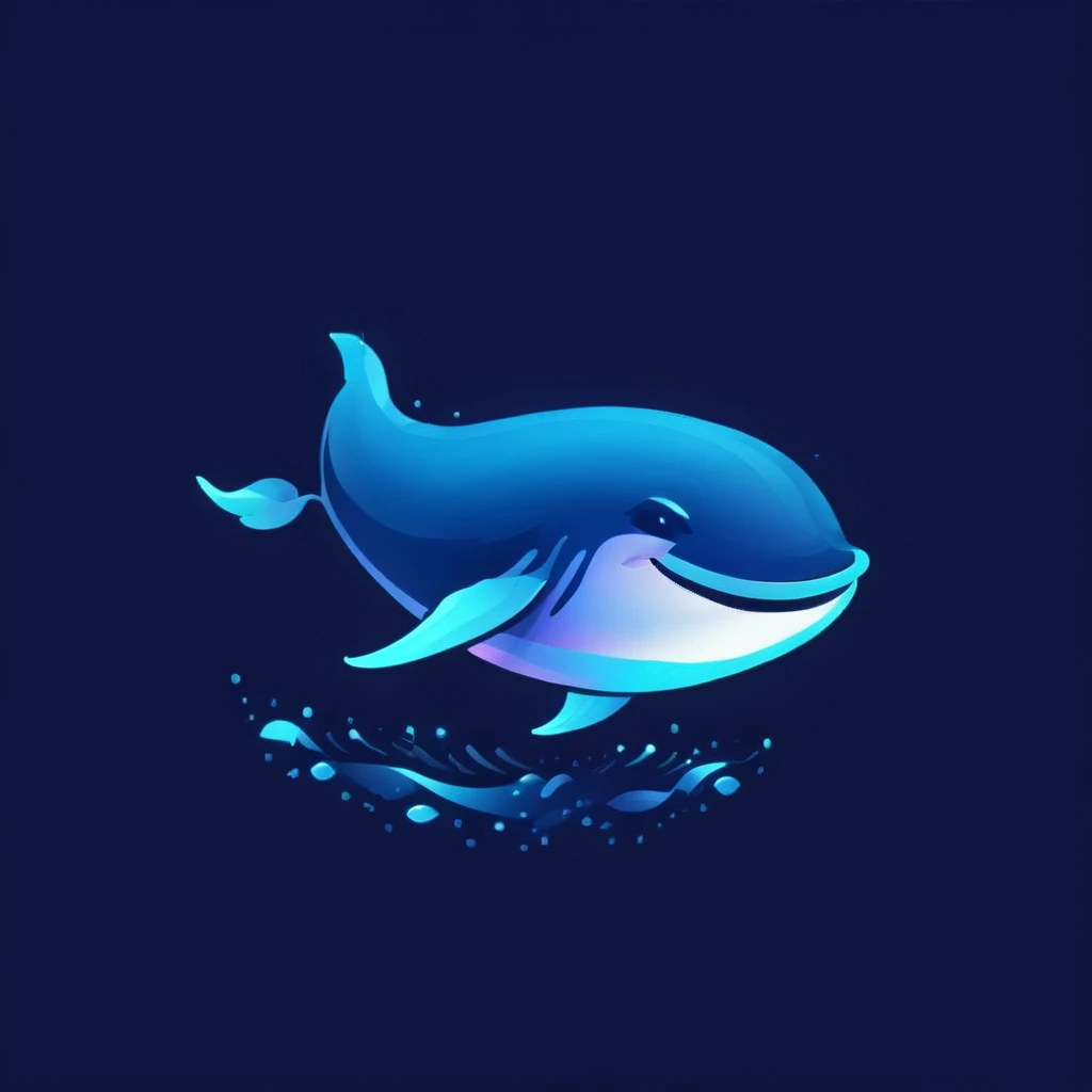 Logo, Blue whale, telegram, Cryptocurrency, blue shades, neon.