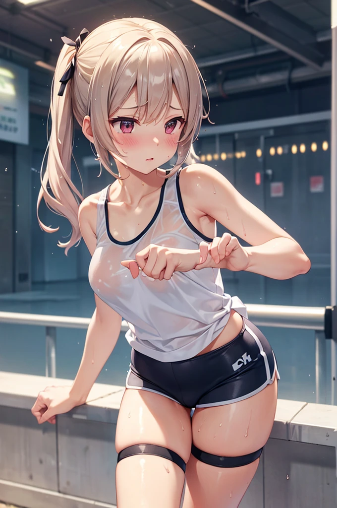  Luminous body,nsfw,Cloudy juice、股からCloudy juice、Estrus、Bukkake、masterpiece, Highest quality, High resolution,
(figure:1.4), (Beautiful attention to detail),

One girl,alone,

break agnes tachyon \(umamusume\), Medium chest,
break (Bike Shorts,White tank top, )

Cowboy Shot,

running,
neutral,haze,
Embarrassing,Fuller lips,
Wet body, Wet clothes,
blush,

break track and field,

