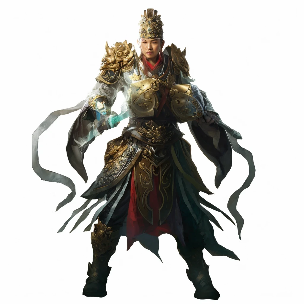 a chinese ancient warrior, Holding an octagonal silver hammer, melon hammer