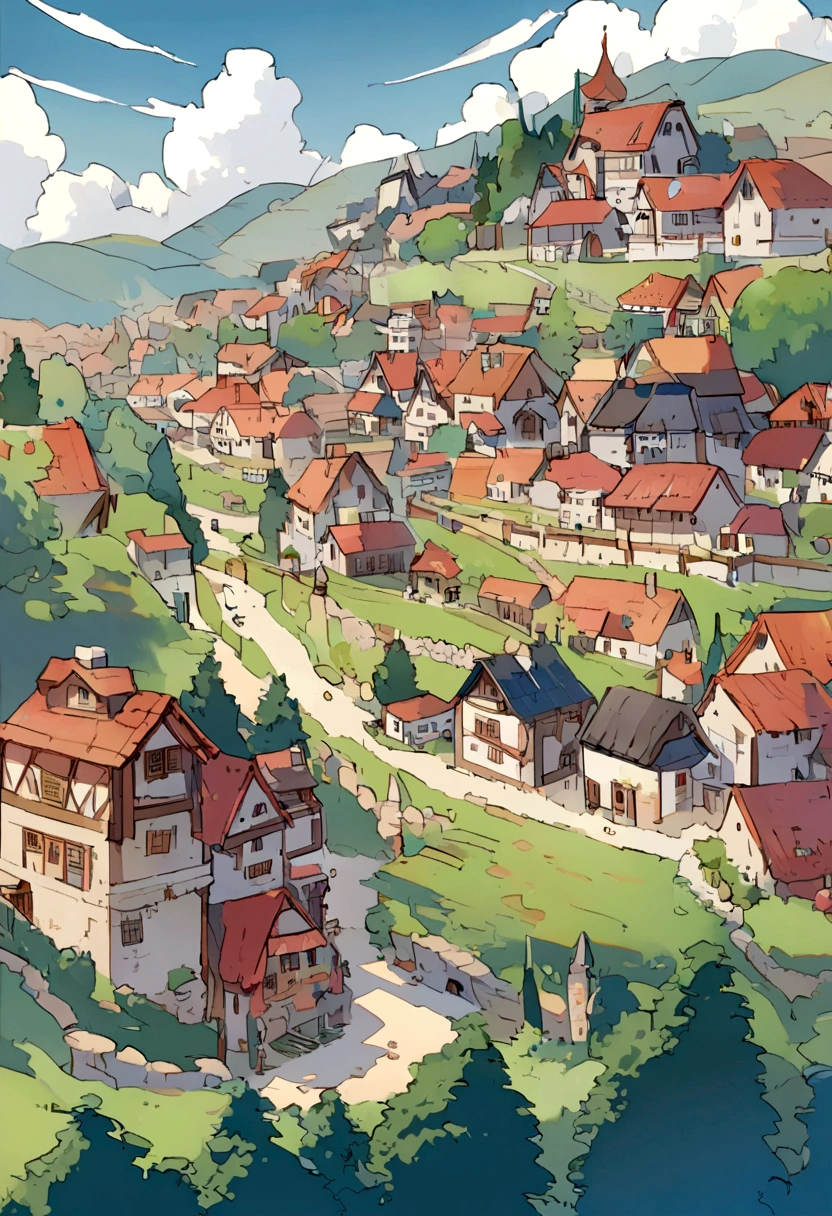 summer, village, Houses