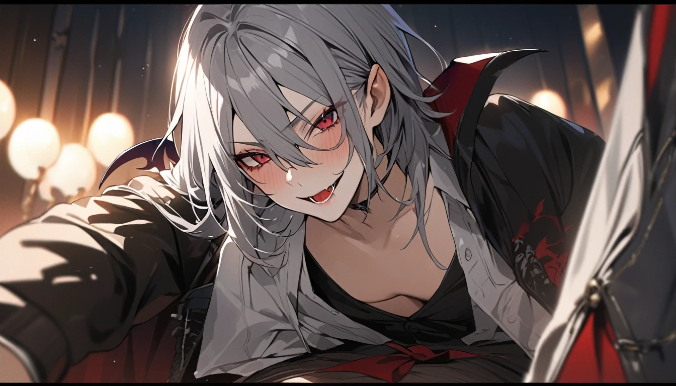 cool、Nijisanji、Nijisanji、Vampire Photos、masterpiece、4K Works、Grey-haired man、Vampire Man、solo、((Only 1 person))