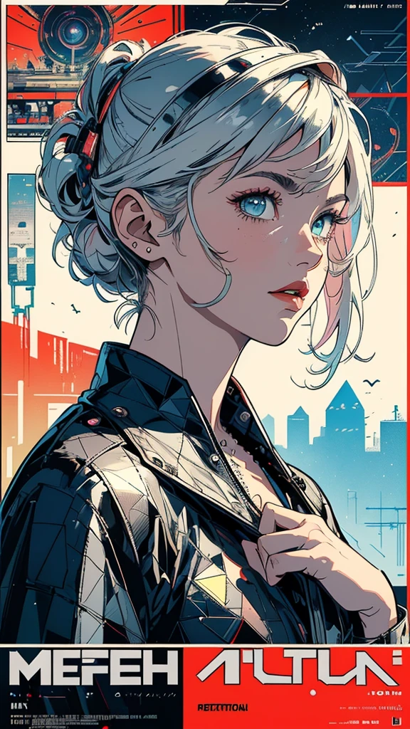 (((masterpiece, highest quality))),(((solo:1.2))),(((1girl:1.2))),32k wallpaper, very detailed, poster, vintage science fiction, 1960s,(((((geometric cinematic movie poster))))), (bauhaus), shape,(((abstract))), mid century modern, movie poster, vintage, Perfect Lady,1970's, halftone, speech bubble,(((portfolio,Close-up))),(((various angle))),(((bust up))),((highlight)),Vast landscape,((((heterochromia)))),(((complete. detailed face))),(((Extremely talented))),(((most complecated machine)))