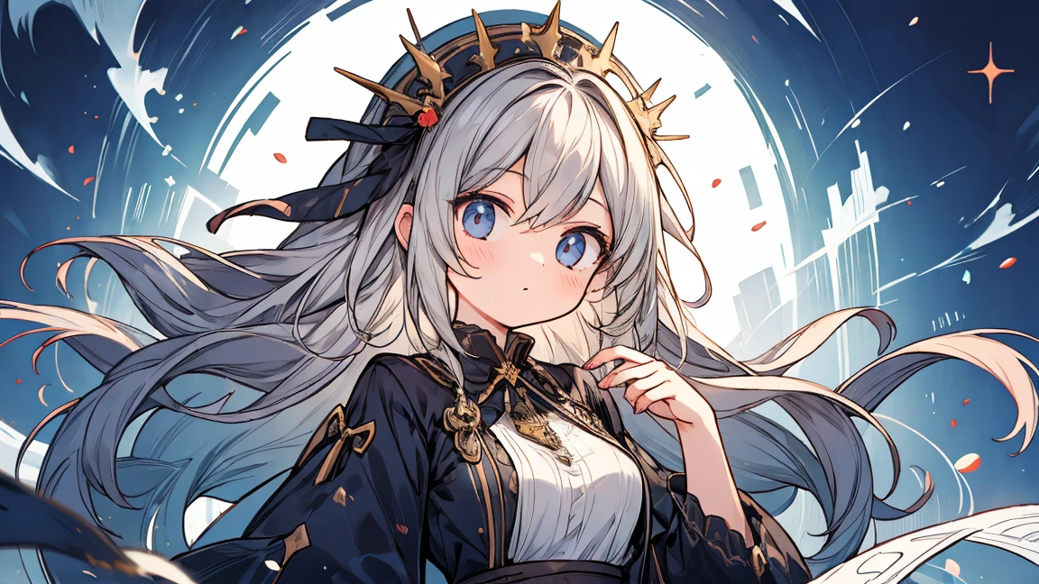 (masterpiece, Highest quality:1.2), shape, Absurd, High resolution, Very detailed, 1. , Short white hair, Red eyes, Eye highlights, dress, Puff short sleeves, Frills, Outdoor, flower, 舞い散るflowerびら, Upper Body, (moon:1.2), night, Depth of written boundary, (:d:0.8),(Black Pantyhose)