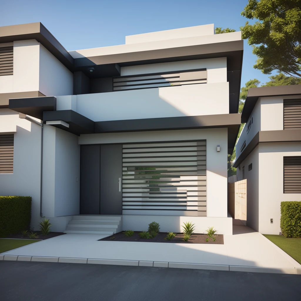rendering of a modern house with driveway and walkway, 3D rendering, 3D rendering, casa conceito, luminous rendering, Design exterior, luminous renderinging, cinematic front shot, vila interdimensional, perspectiva frontal, architectural 3d rendering, architectural visualization, contemporary house, 3D rendering!, 3D rendering!, very realistic 3D rendering, fully detailed rendering