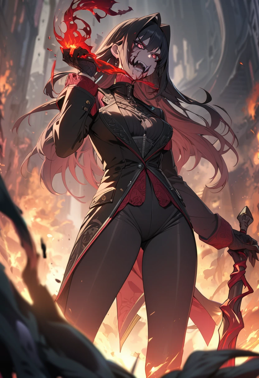 masterpiece, Highest quality, Very detailed, anime,holding evil aura, Evil Leader 