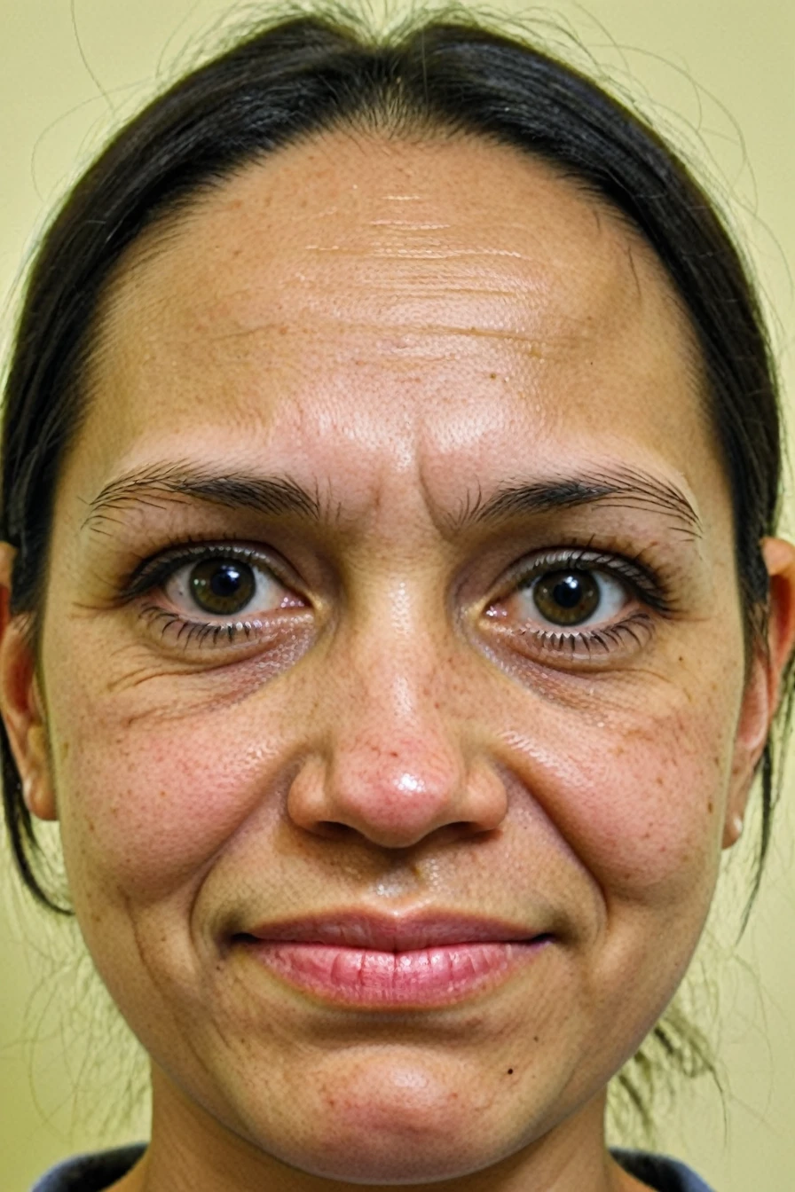 young woman's face, ugly