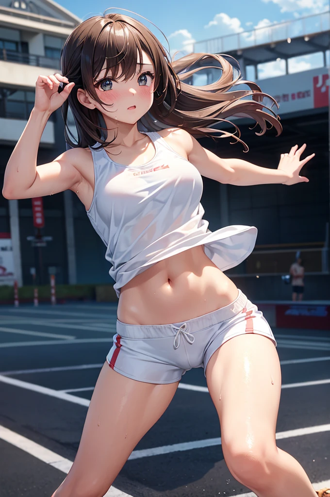  Luminous body,nsfw,Cloudy juice、股からCloudy juice、Estrus、Bukkake、masterpiece, Highest quality, High resolution,
(figure:1.4), (Beautiful attention to detail),

One girl、Medium chest,
break (Bike Shorts,White tank top, )

running,
neutral,haze,
Embarrassing,Fuller lips,
Wet body, Wet clothes,
blush,

break track and field,

