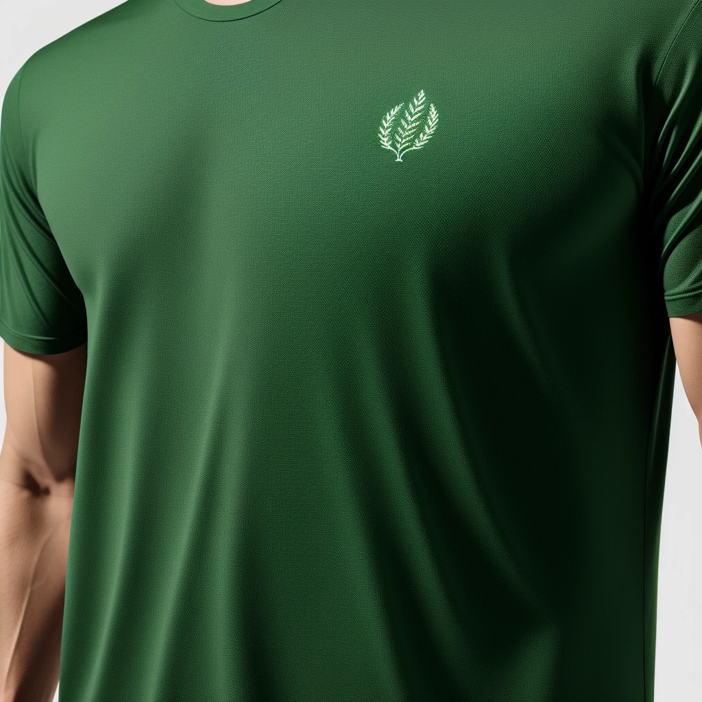 3D product render style, futuristic Pine Green t-shirt, finely detailed, purism, ue 5, a computer rendering, minimalism, octane render, 4k