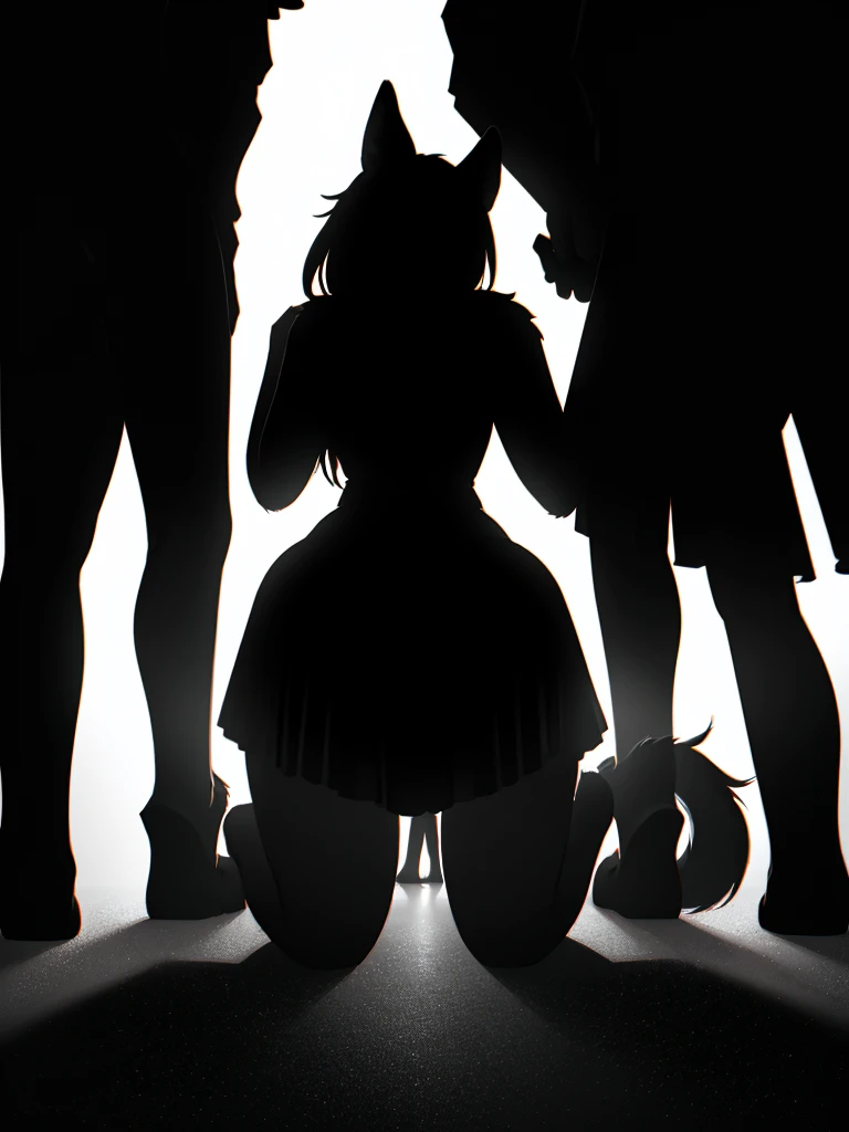 Hallucination, daydream , Insane Dream , bokeh , (old monochrome negative film) , (High contrast:1.2), (Silhouette Romance) , petting , stand up male and all fours female , (cum shot silhouette:0.7) , (silhouette:1.3) , soft focus
