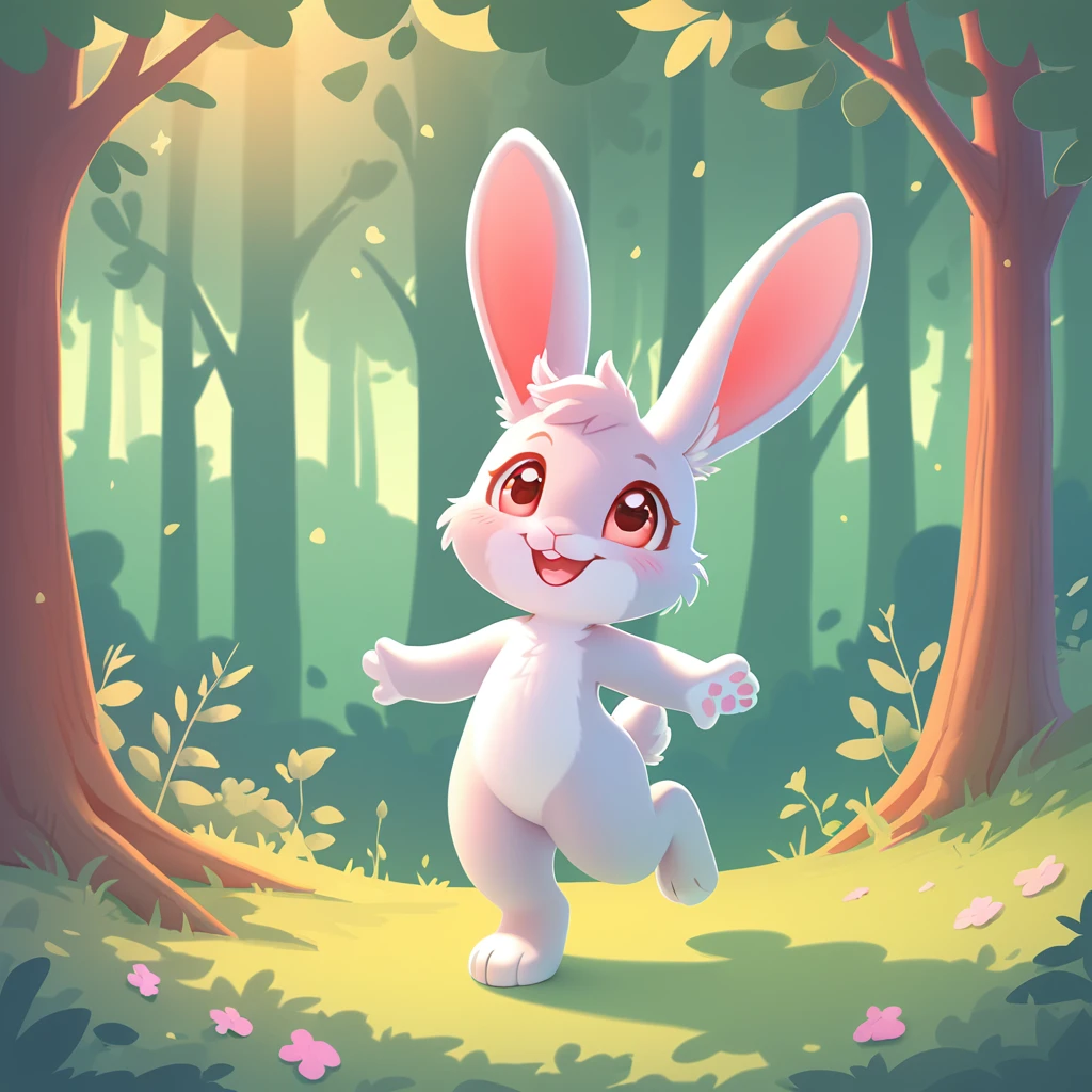 Little rabbit walking in the forest，Happy，Can be cute love