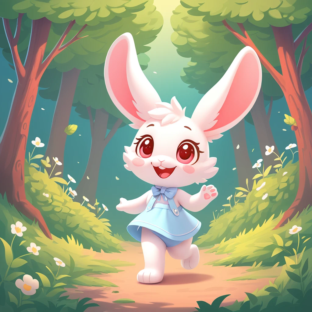 Little rabbit walking in the forest，Happy，Can be cute love