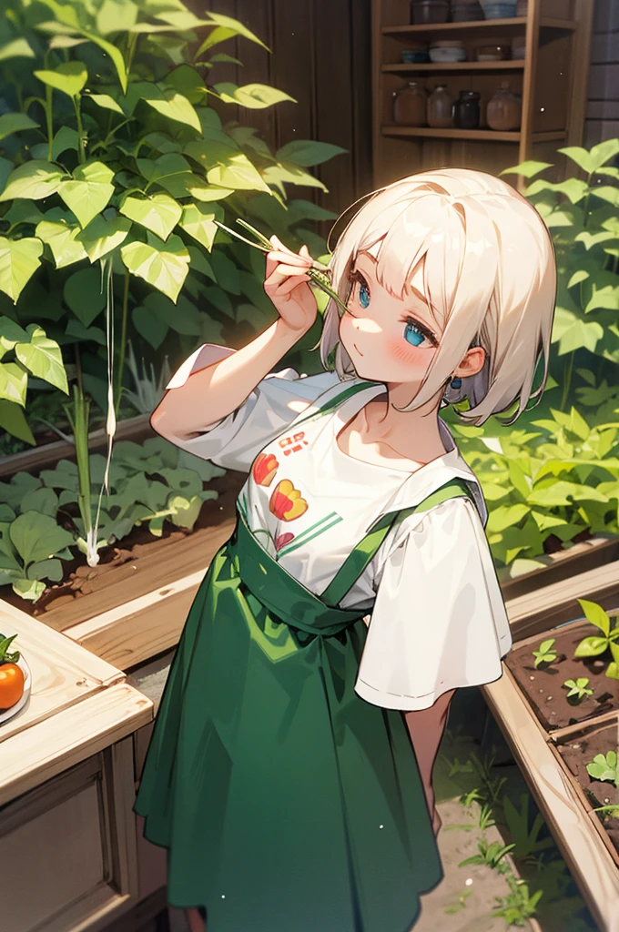 girl, vegetables, kitchen, vegetable garden