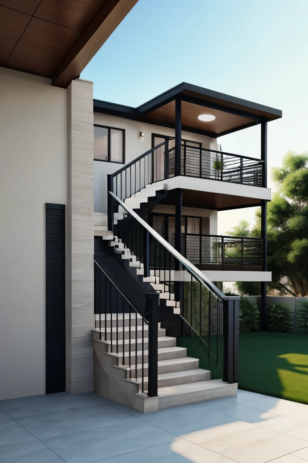 Elevation drawing with 35 feet measurement with staircase