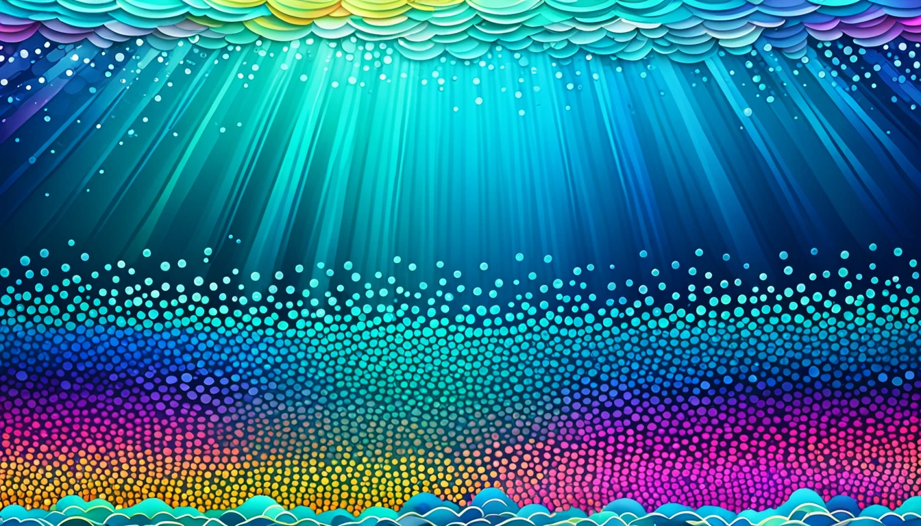 Create a background image with a colorful abstract sea pattern, using color gradations that reflect the sparkling colors of the sea water and the beauty of the underwater world.