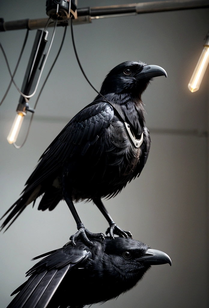 Crow、Mechanical Bird,Metal feathers,artificial intelligence,Futurism,Theo Jansen,Windup Bird Chronicle,Close-up shot,