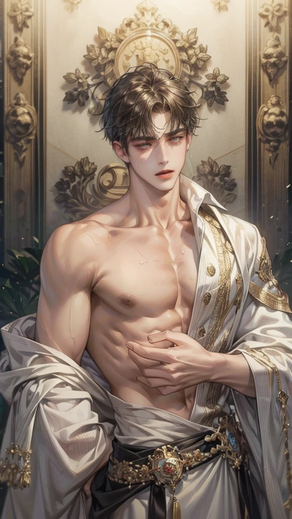 ((best quality)), ((masterpiece)), (detailed), ((best quality)), ((masterpiece)), (detailed), ((best quality)), ((masterpiece)), (detailed), (male), (boy), a handsome sweaty man naked