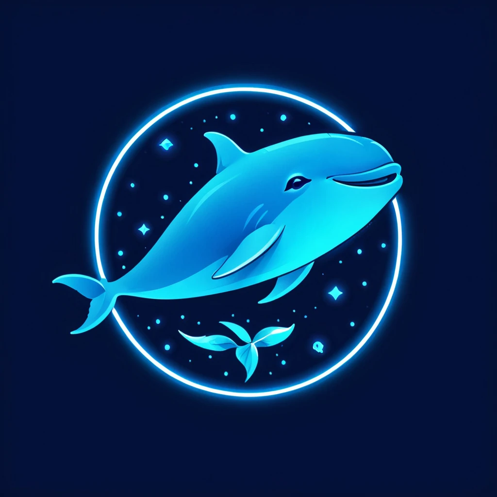Logo, telegram, neon blue whale, Cryptocurrency, надпись LAST, blue neon, Blue shades