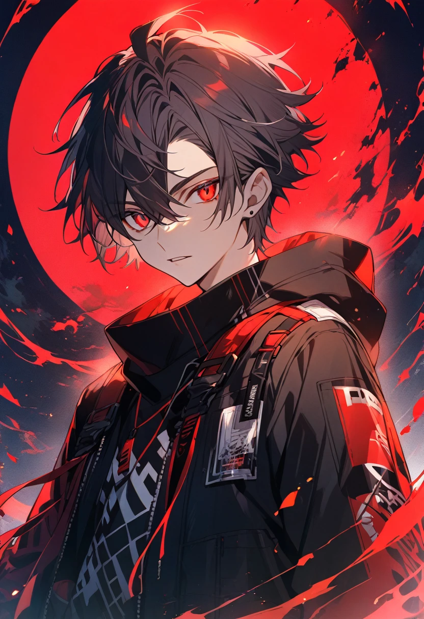 Boy with red eyes and cool background