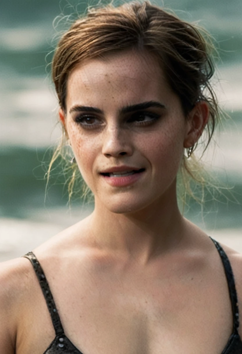 High Quality full body naked photo of Gorgeous Emma Watson ,celebrity , female, woman, hollywood actress, she is super nude, detailed elegant erotic body, fit muscular figure, dramatic lighting , erotic dramatic photograph , detailed perfect face, ultra detailed breast, nipples, rainy, super wet, shiny, bathing, she is on beach, gorgeous woman, hollywood actress , celebrity , female , woman , Insanely detailed skin texture , depth of field