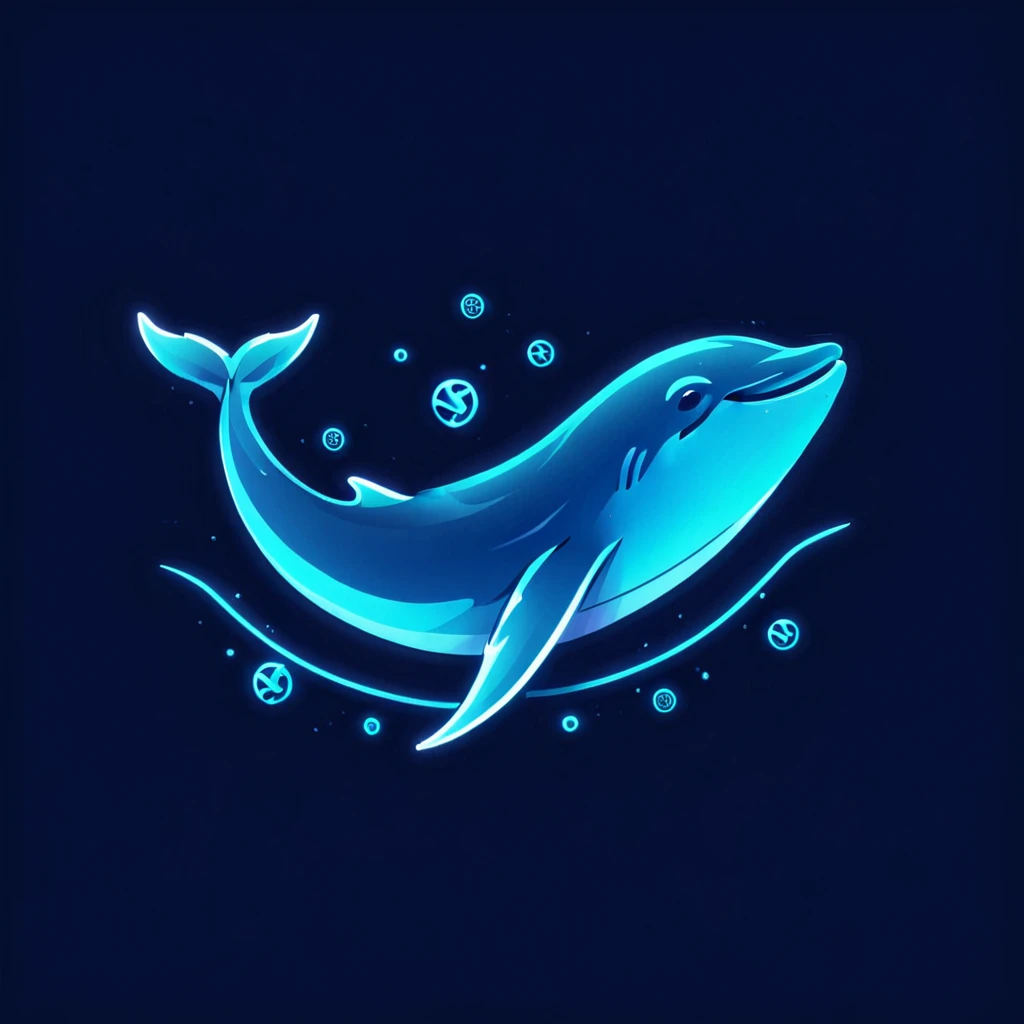 Logo, telegram, neon blue whale, Cryptocurrency, надпись LAST, blue neon, Blue shades