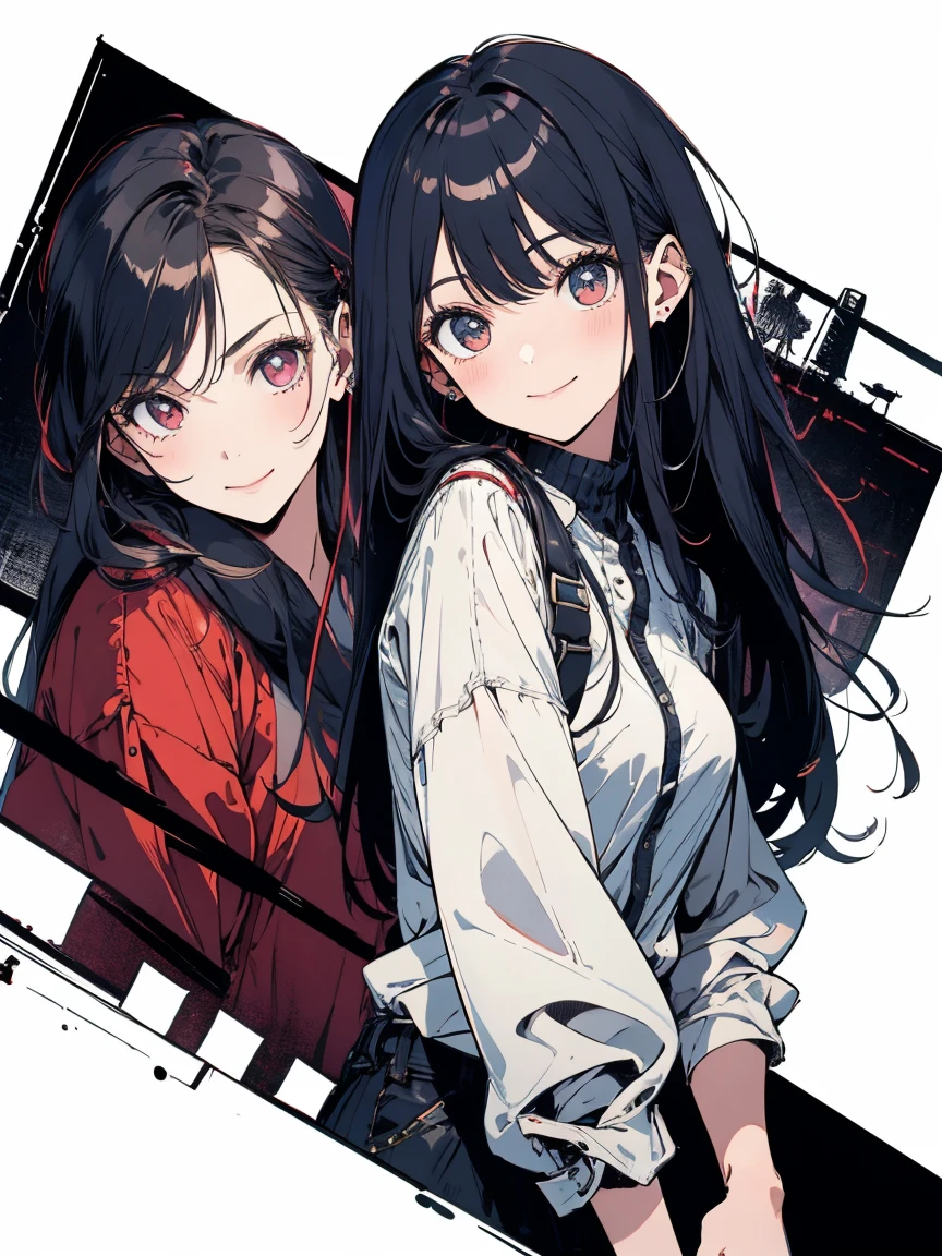 masterpiece, Highest quality, High resolution, One Girl,1930s、Biplane on background、Pilot Suit、 alone, Girl with bangs、young woman、18-year-old、Long Hair、smile