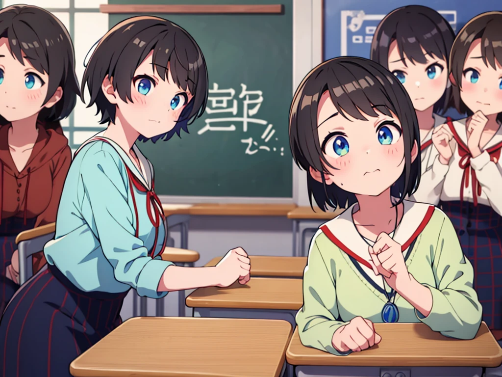 classroom、6 girls、look clearly、popular、be approached、lure、Looking up、Likeability Gauge、galge