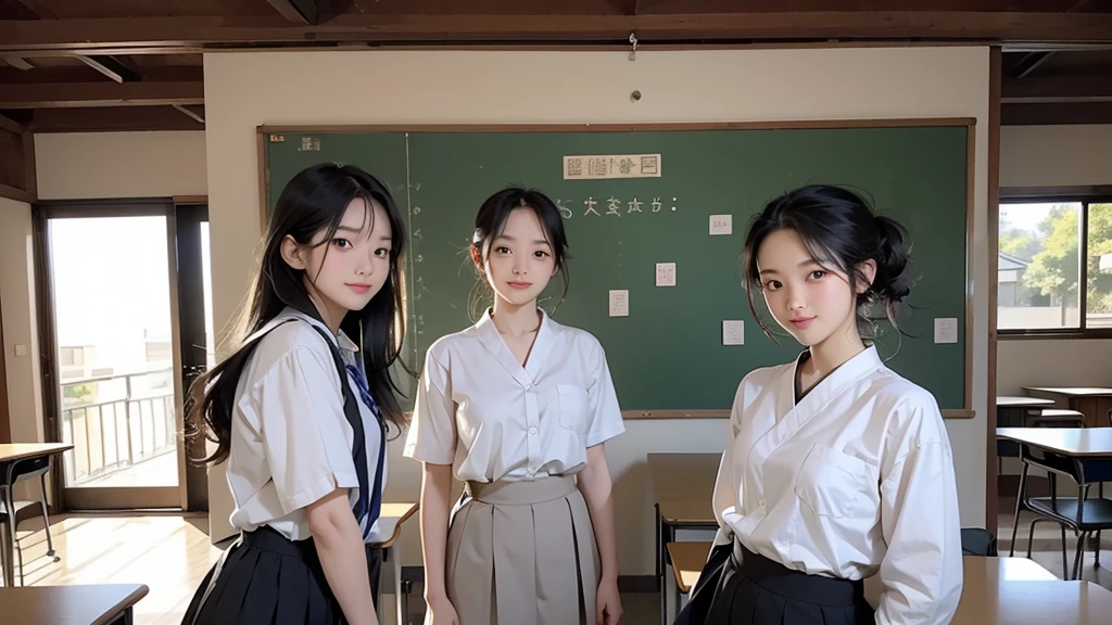 (masterpiece)、(Highest quality: 1.4)、Absurd、[:Intricate details: 0.2]、One woman、SFW、JAV Cover、In the classroom本を持っているスーツを着た女性がいます、In the classroom、teacher、as a strict school teacher 、Japanese High School、blackboard、standing、School Classes、