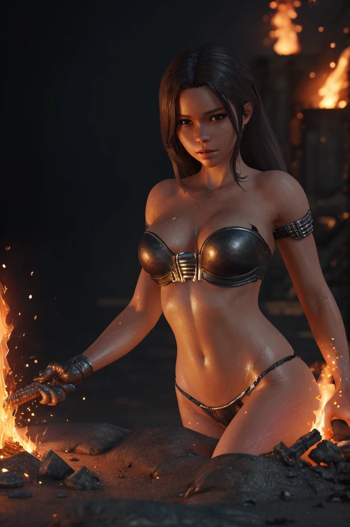 Beautiful alluring pyromancer jenna ortega, Fair Skin, amazing well toned body, tan skin, sweaty skin, at a ruined desert temple, etherel flames surround her, flame particles, Beautiful D&D Character Portrait, Ominous, Dark Fantasy, Biopunk, Detailed, Fiverr Dnd Character, Octane Render, Digital Art, Extreme Detail, 4k, Ultra Hd, Polished, Beautiful, Hyperdetailed, Intricate, Elaborate, Meticulous, Anime Character, Detailed, Grunge, Sharp Focus, Wlop, Character Design, Unreal Engine, 3d Rendered, Volumetric Lighting, Reflections, Glossy, Digital Illustration, Sensual Pose, Suggestive Pose, Lewd, Full Body Shot, anatomically correct, 