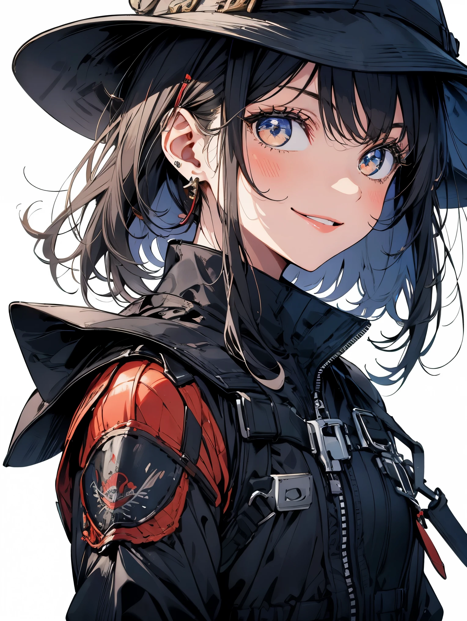masterpiece, Highest quality, High resolution, One Girl,1930s、Biplane on background、Pilot Suit、 alone, Girl with bangs、young woman、18-year-old、Long Hair、smile