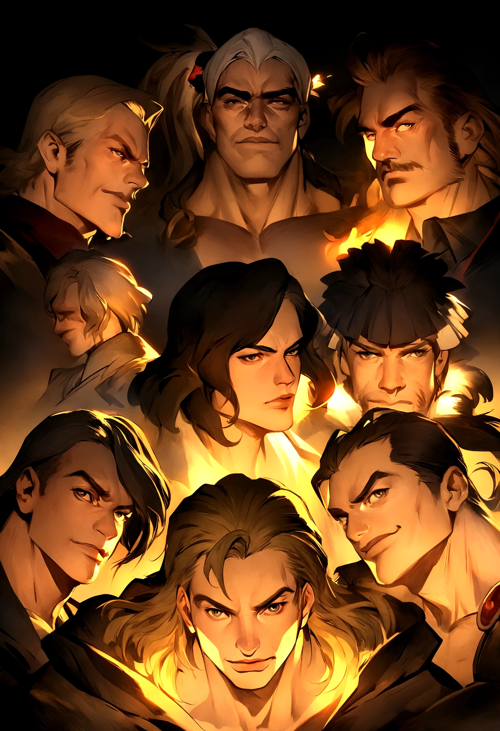 portrait (sks people) Good mood, Street Fighter, attraCtive male, CharaCter design, dynamiC lighting, Cool and bright tint, Gaston Bussiere (Gaston Bussiere) of, Craig mullins, Jay. C. leyendeCker, 芬兰of汤姆